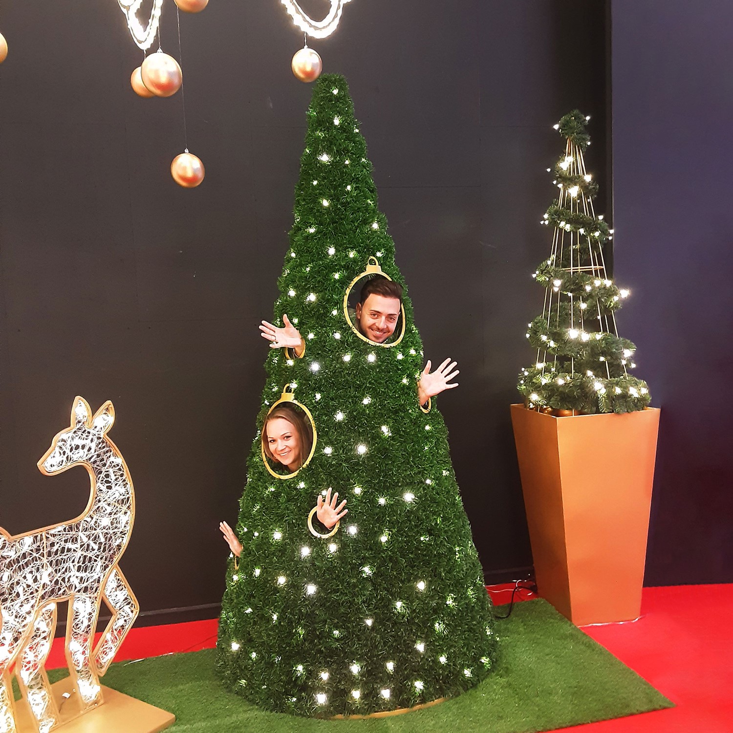 Illuminated half xmas tree "Elko" warm white leds 250 x 120 x 60 cm